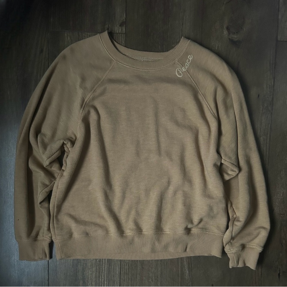 Peace Embroidered Olive Sweatshirt